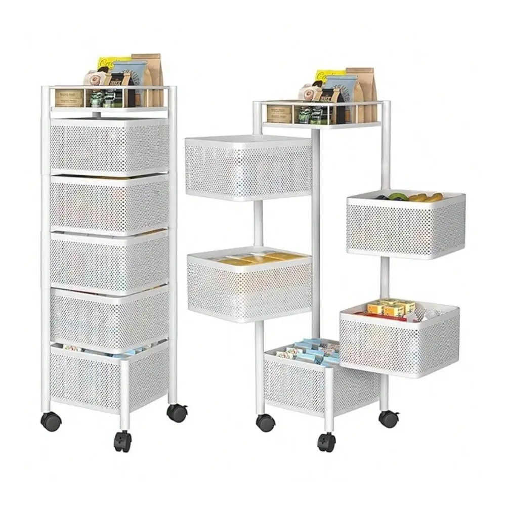 Rotating Kitchen Storage Shelf 5-Tier Metal Fruit Rack