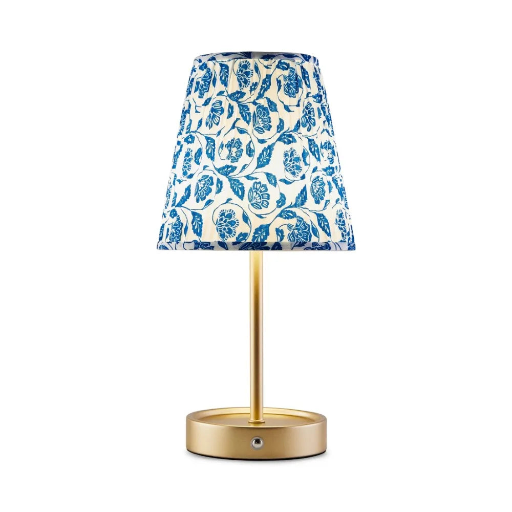 13 Inch Rechargeable Metal Decorative Light with Floral Pleated Shade