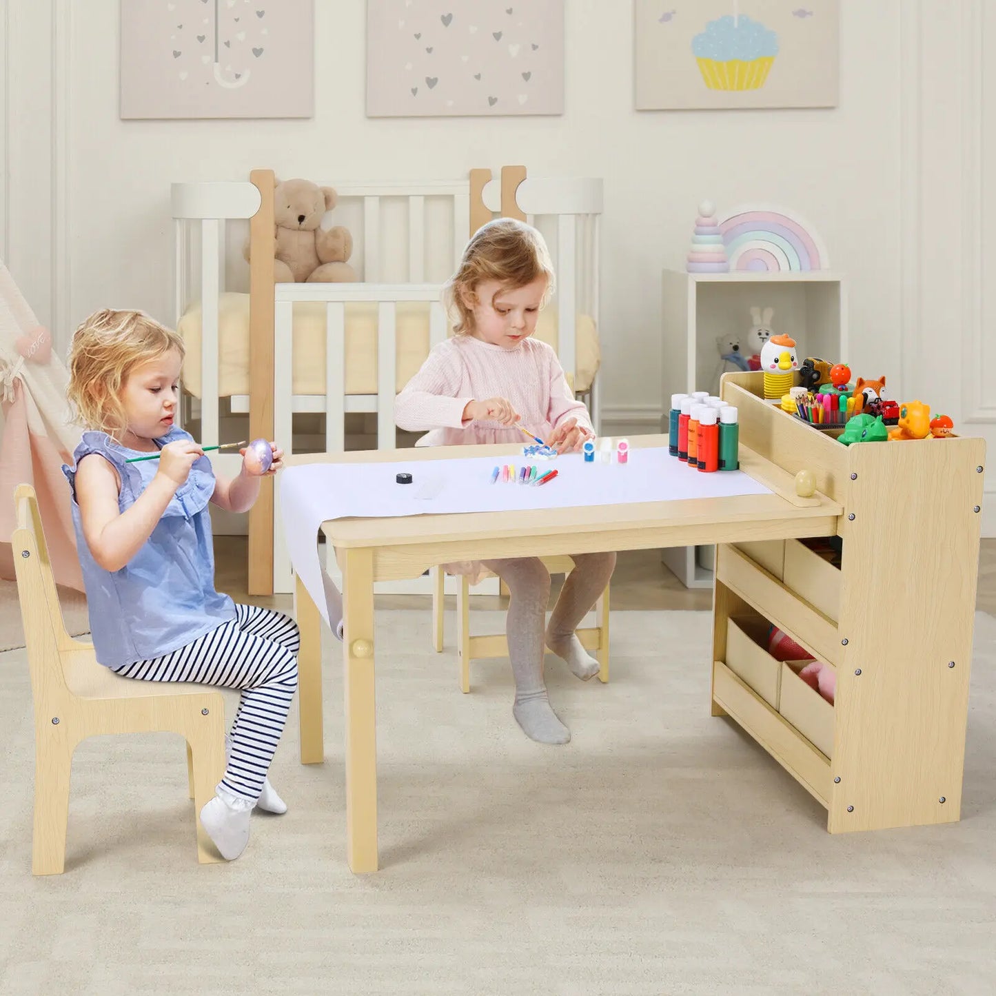 AuAgFinishes Wooden Kids Art Table And Chair Set