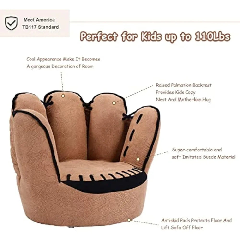 Upholstered Baseball Glove Armchair For Kids Living Room