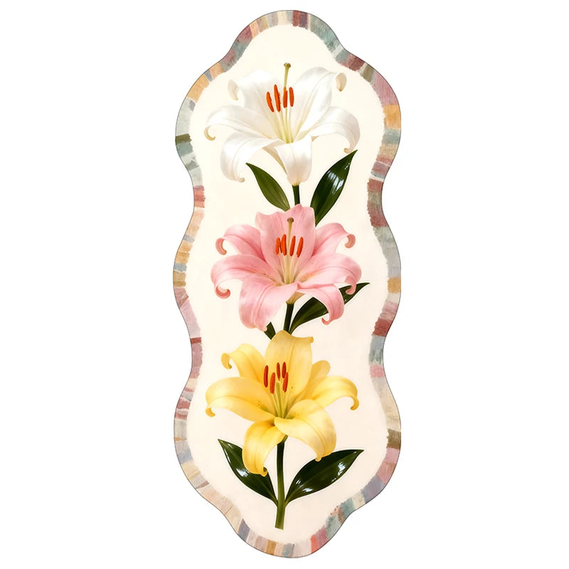 Facaishu Soft Fluffy Bedroom Floor Mat Flower Design Rug