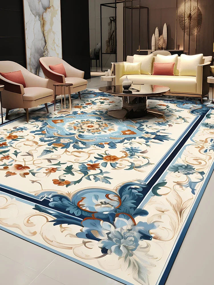 Pastoral Style Polyester Floor Rug for Living Room Bedroom