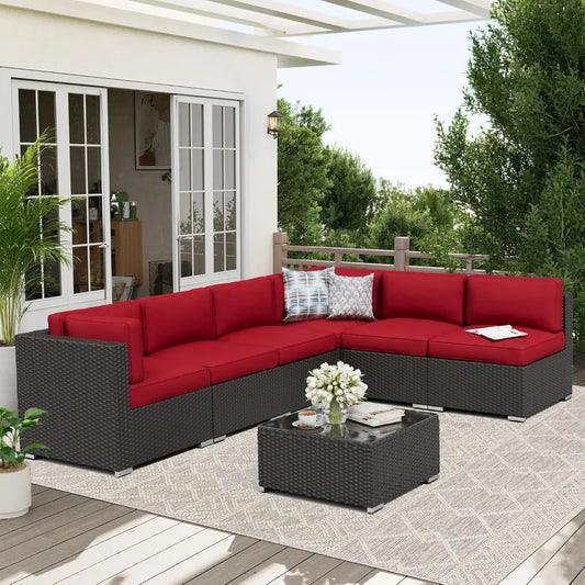 Outdoor Patio Furniture Set With Glass Top Table Cushions