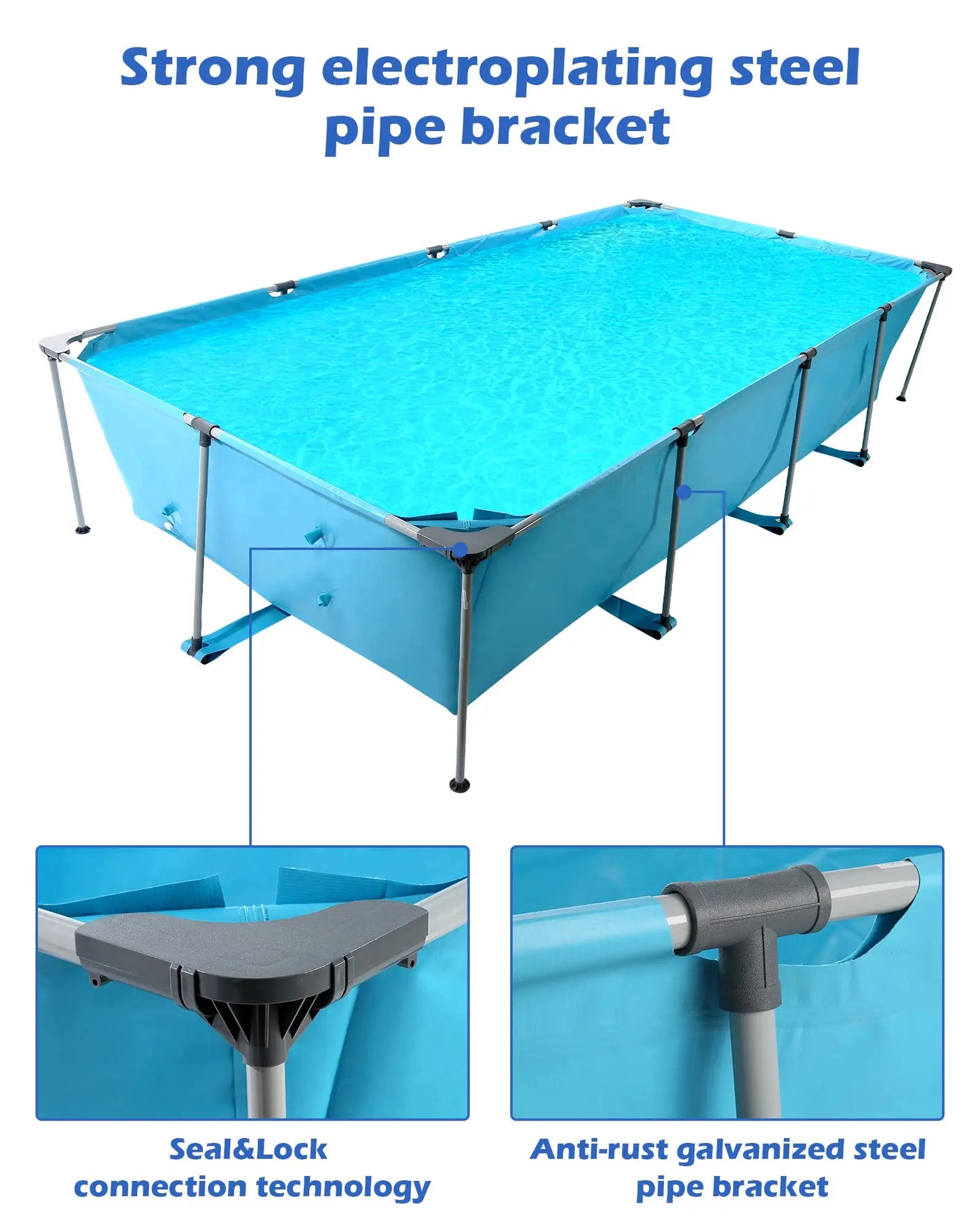 Above Ground Rectangular Frame Pool Durable for Backyard Use