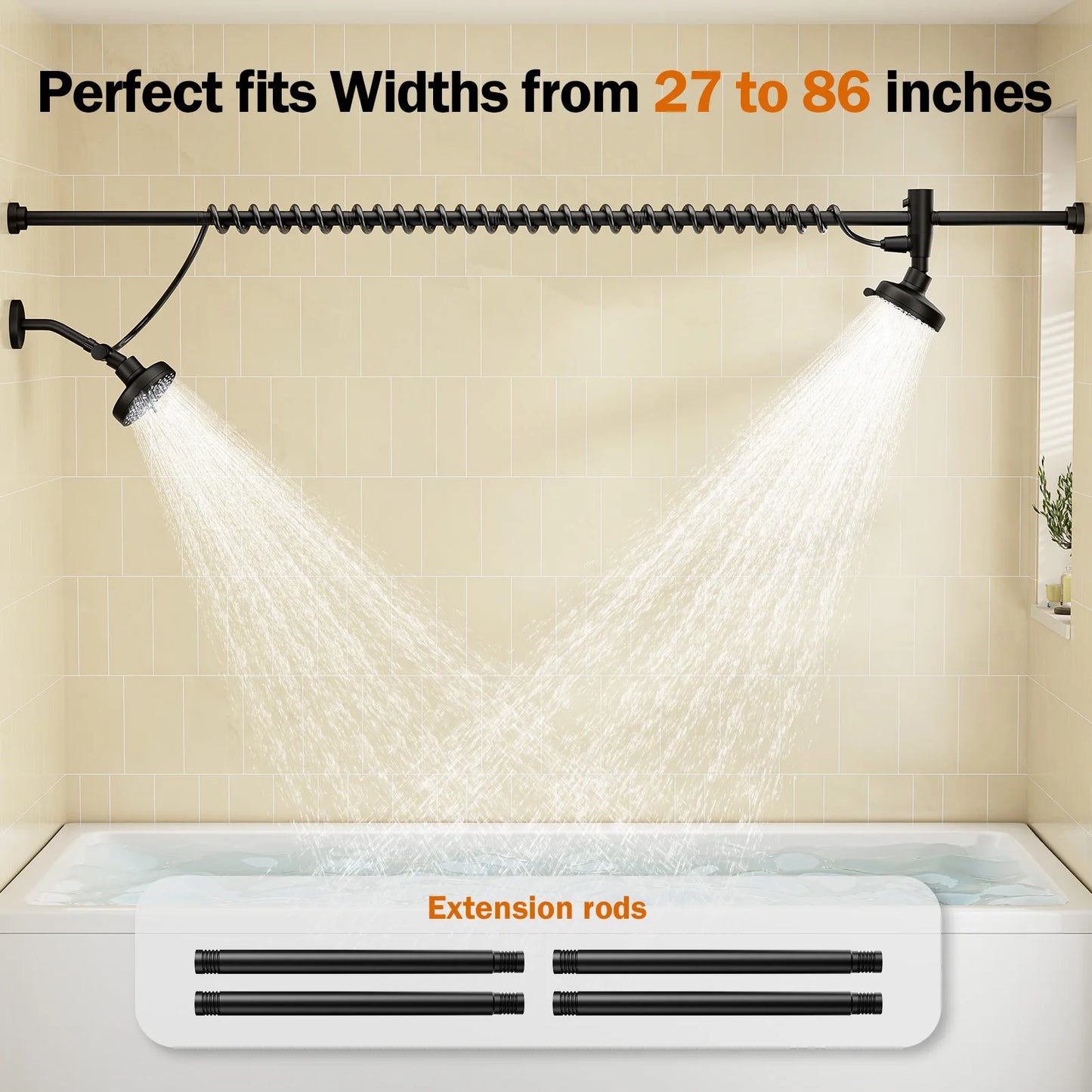 Dual Shower Head For Couples With Adjustable Slider