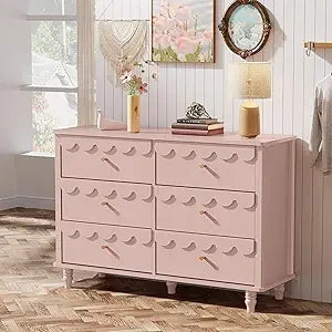 MKDK Girls Scalloped 6 Drawer Dresser Organizer Storage