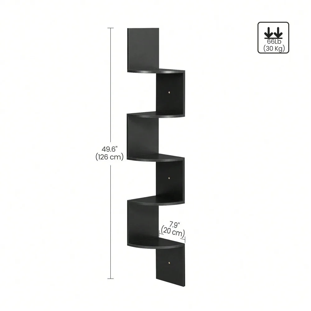 XMSJ Corner Shelf Wall Mount 5-Tier Floating Bookshelf