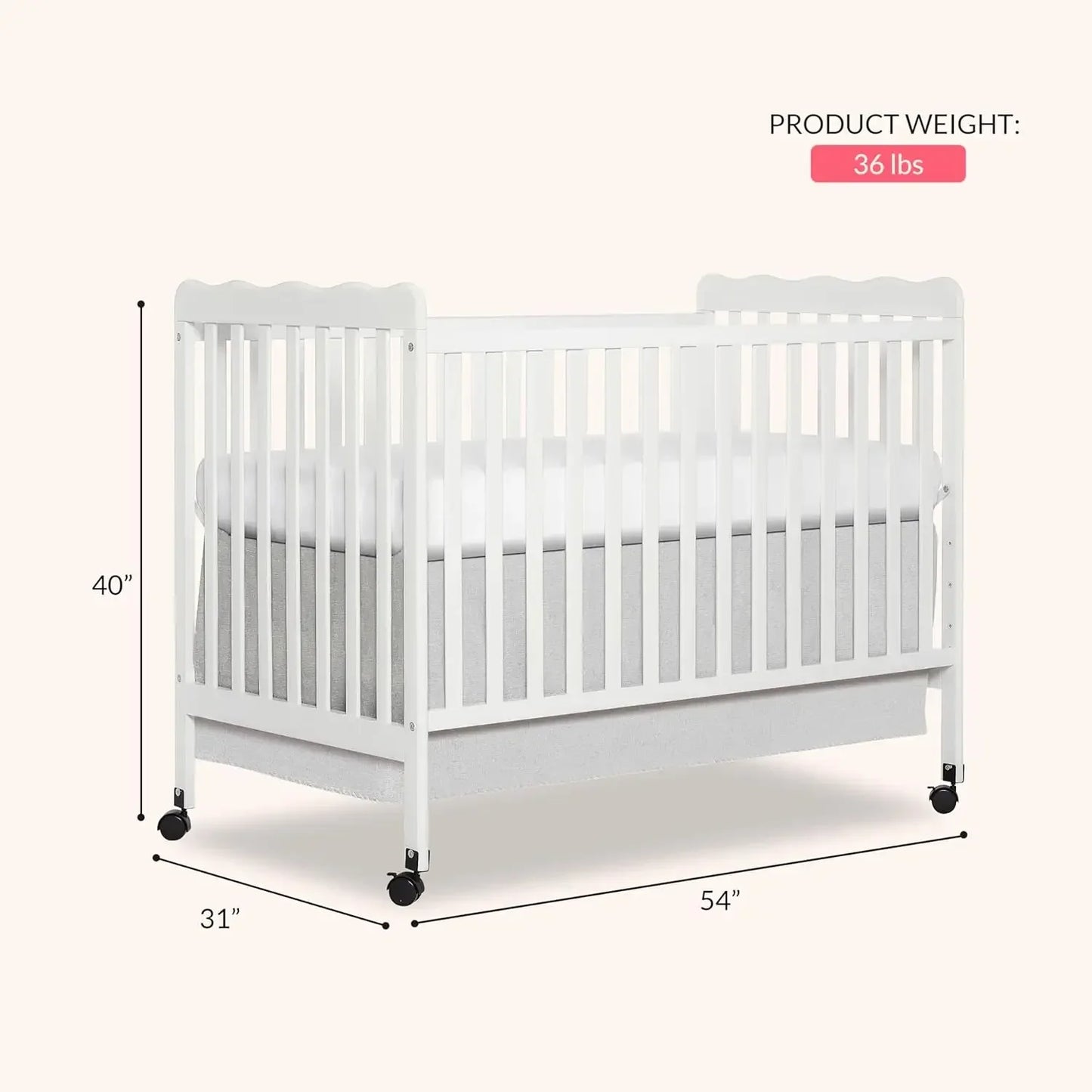 Carson Classic 3-In-1 Convertible Baby Crib Greenguard Gold JPMA