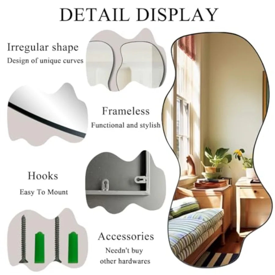 Irregular Mirror Asymmetrical Frameless Wall Mirror For Dressing Room