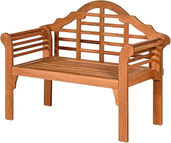 Outdoor Eucalyptus Wood Bench Foldable 2 Person Garden Loveseat