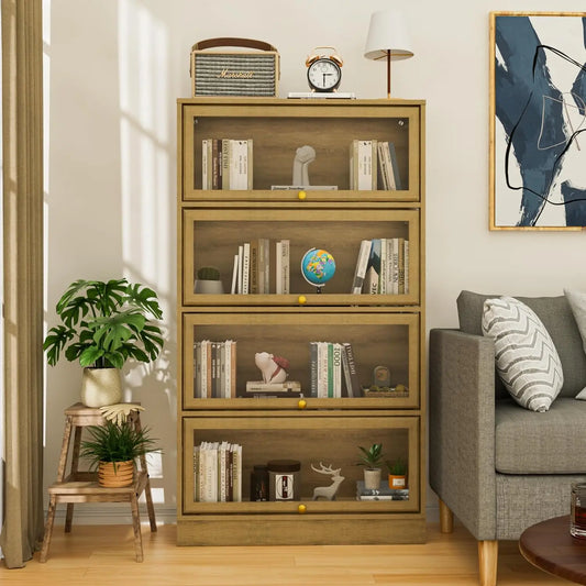 ZHILU 4-Tier Display Cabinet With LED Lighting For Collectibles