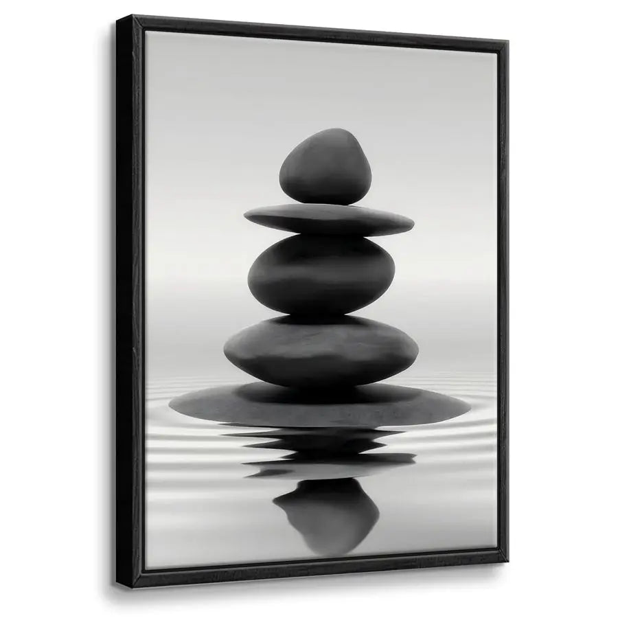 Zen Stones Framed Bathroom Wall Art For Spa Serenity