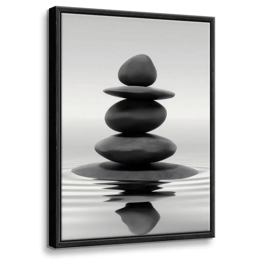 Zen Stones Framed Bathroom Wall Art For Spa Serenity