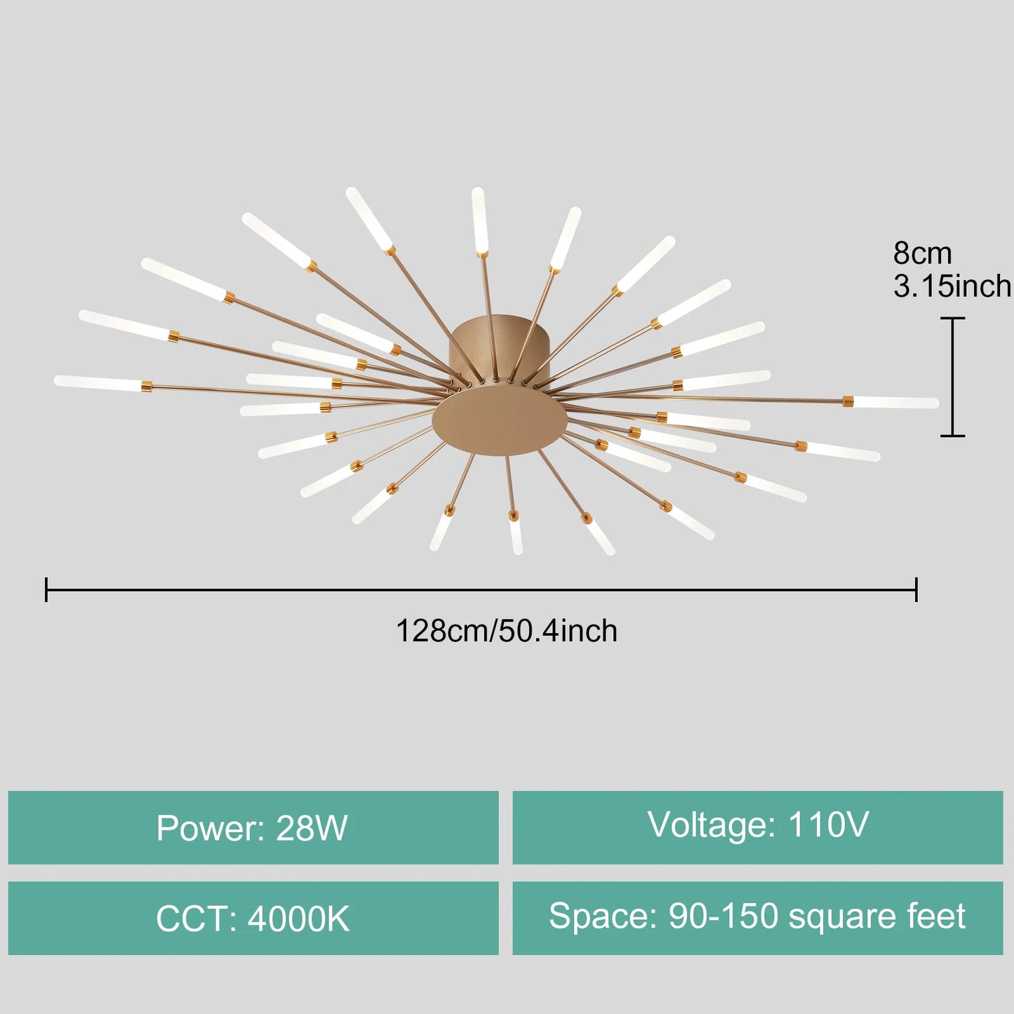 Modern LED Ceiling Light Fixture in Gold and Black for Home Decoration