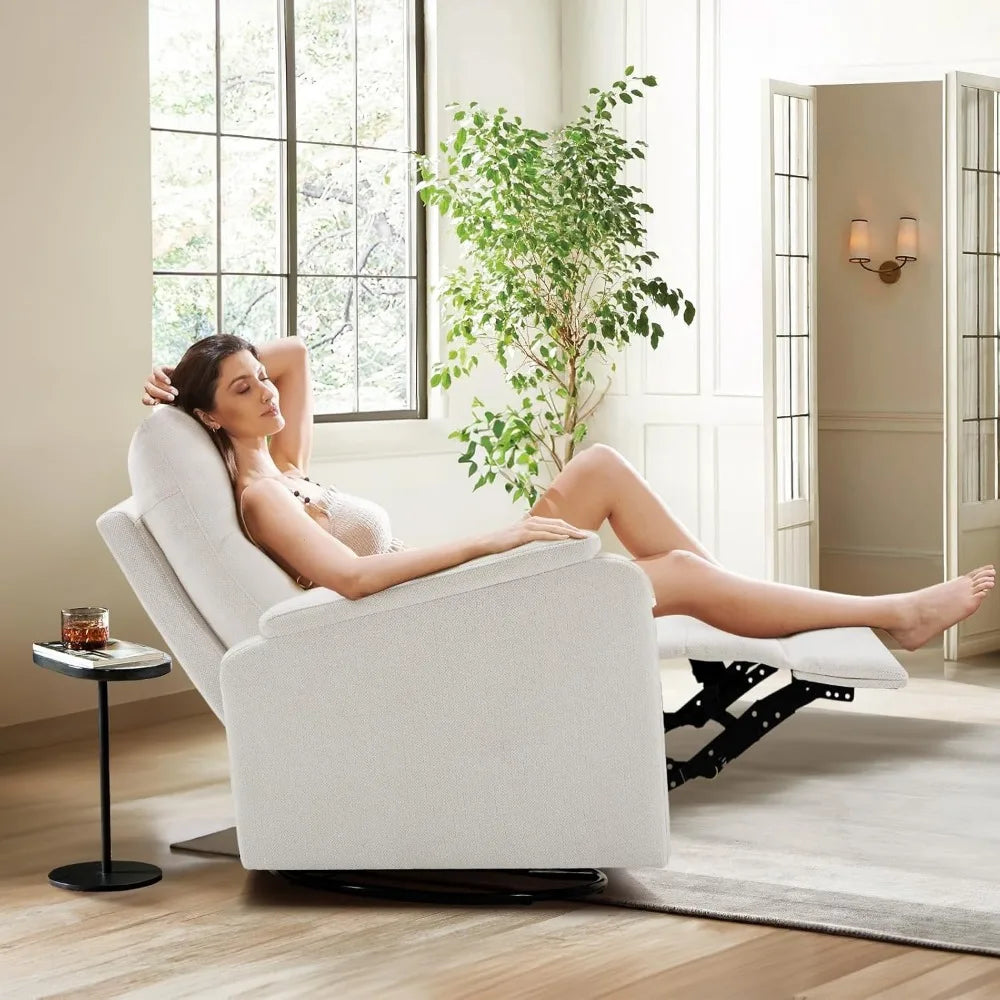 Nursery Glider Recliner Chair With Footrest And High Back