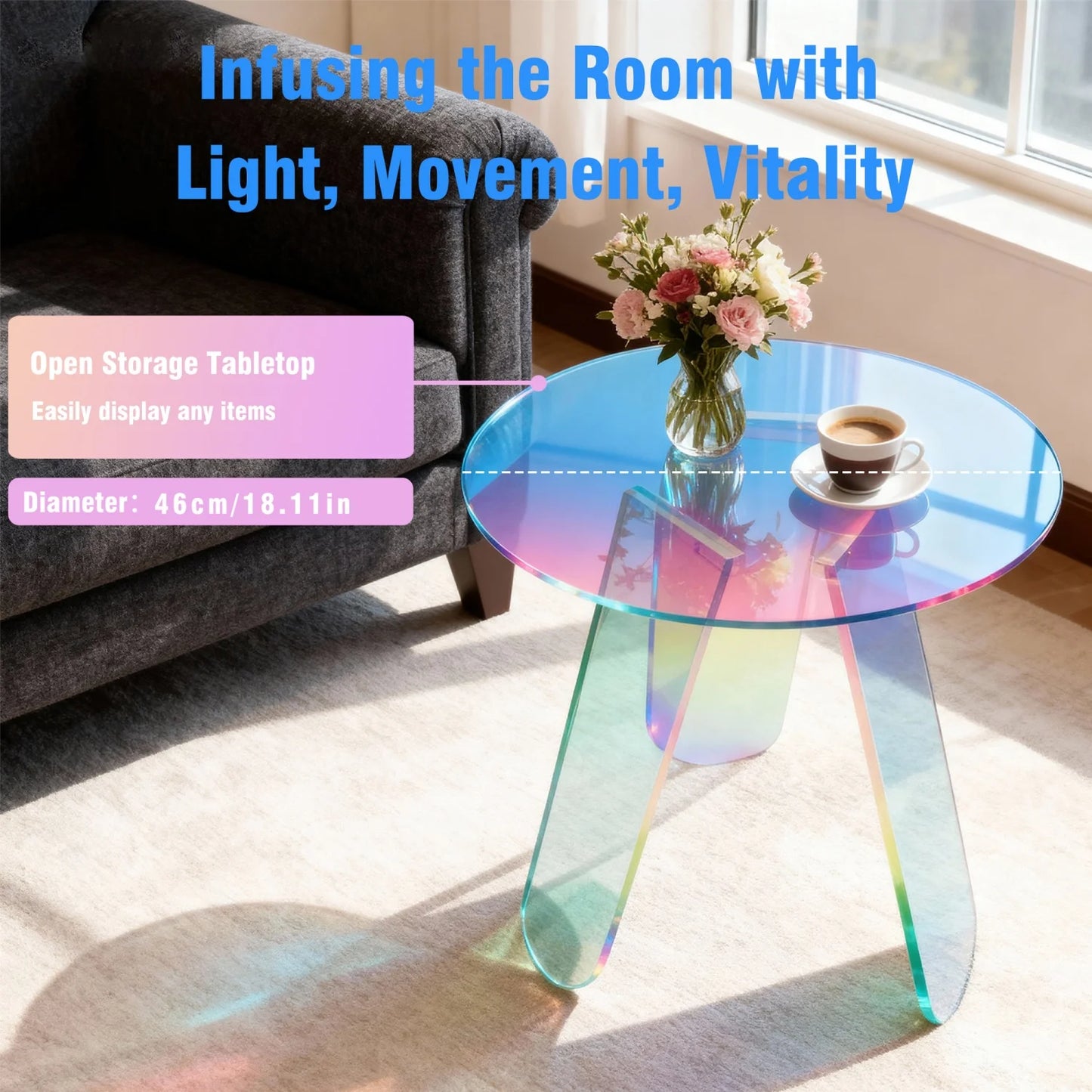 Round Acrylic Side End Table for Living Room