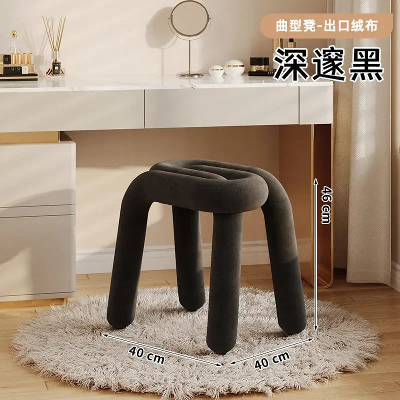 Plush Irregular Velvet Makeup Chair For Girls Bedroom