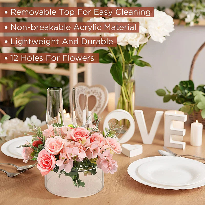 Function Acrylic Vase Decorative Centerpiece for Weddings