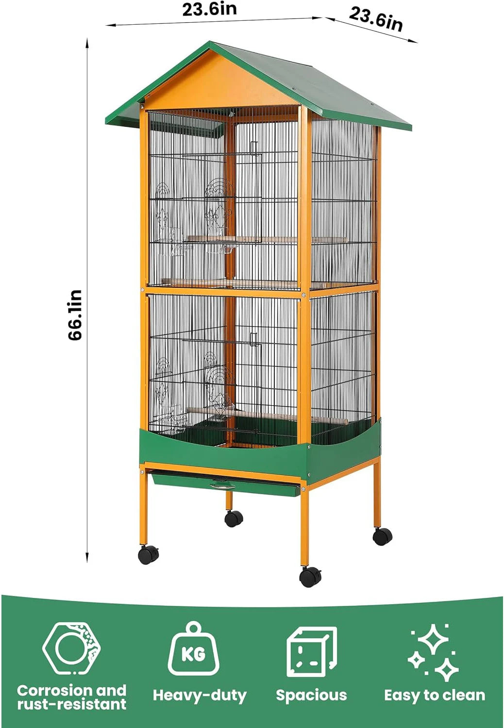 HiMISSCN Wrought Iron Parrot Cage Roller Play Center