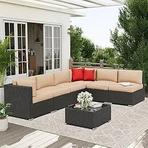 Outdoor Patio Furniture Set With Glass Top Table Cushions