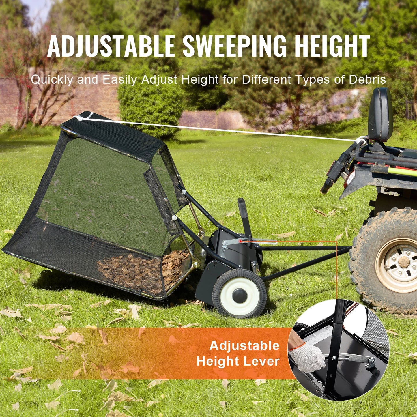 SucceBuy Lawn Sweeper Tow Behind Debris Collector Heavy