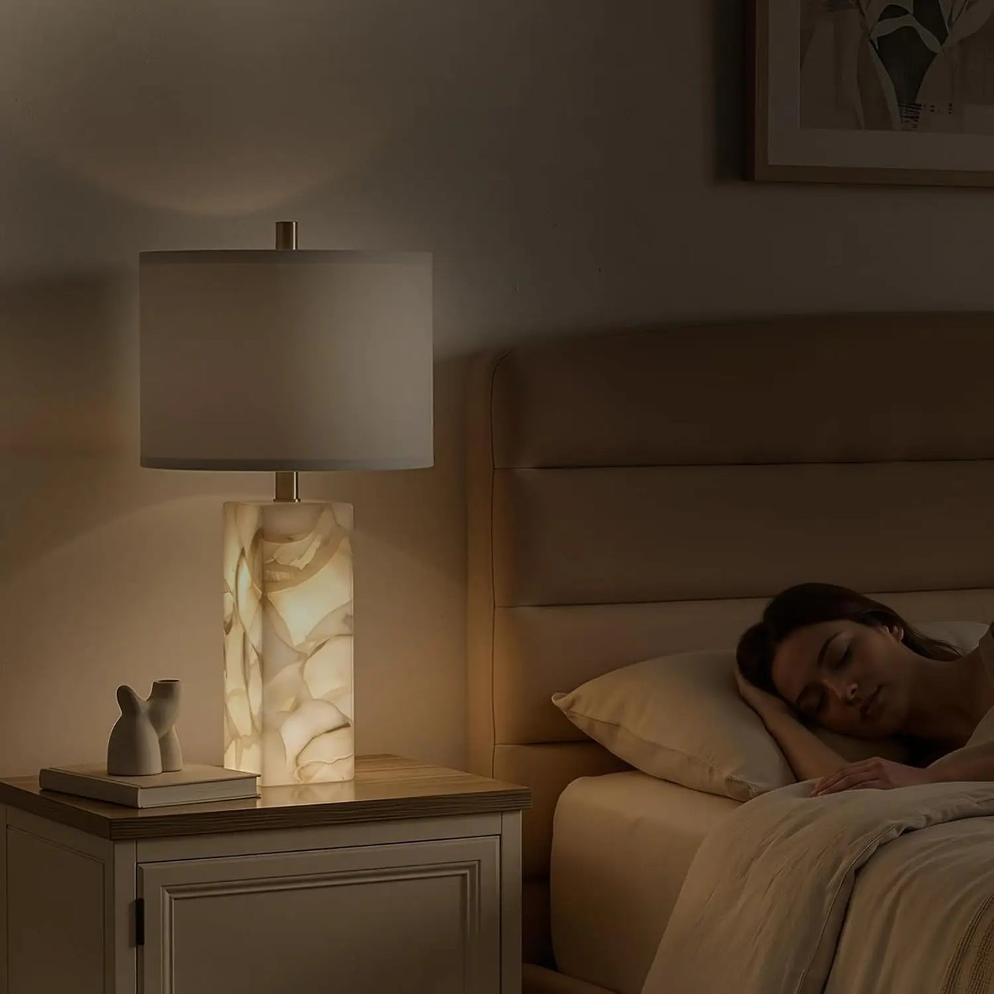 Alabaster Table Lamp Set of 2 Night Light BedroomSanctuary