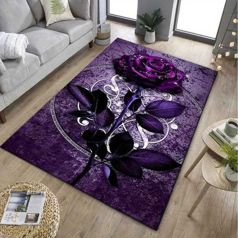 Abstract Floral Area Rug For Luxurious Office Decor