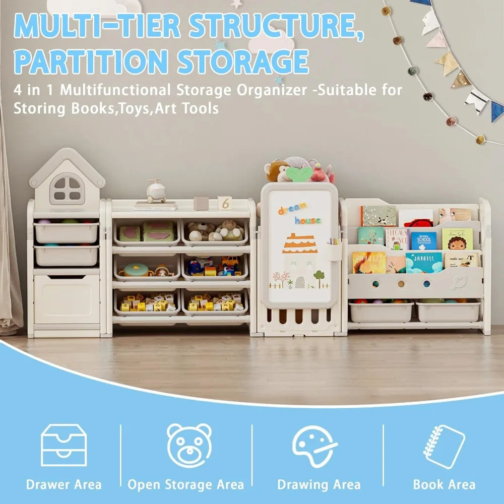DAFIFY Foldable Kids Toy Storage Organizer 10 Removable Bins