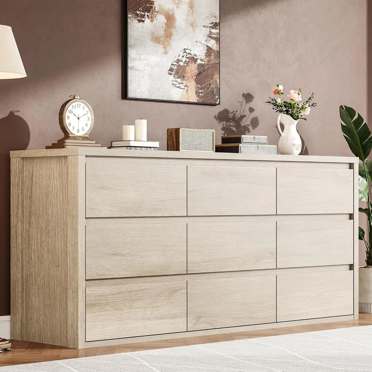 Acekool Modern Handleless Wooden Storage Dresser for Bedroom and Living Room