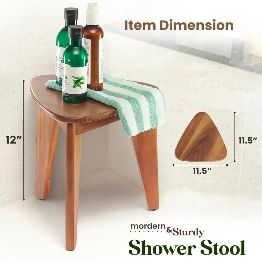 Corner Shower Foot Rest Wooden Stool For Inside Shower