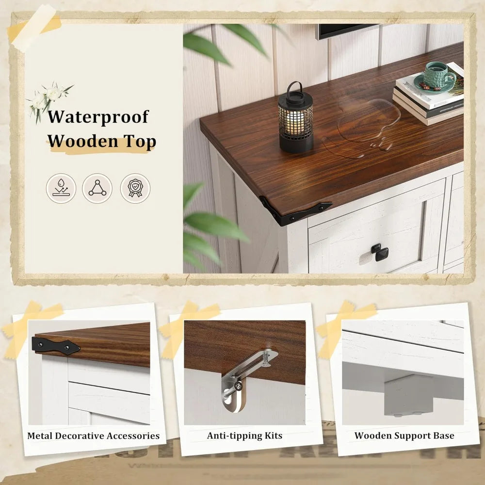 DAFIFY Farmhouse Dresser With 8 Drawers TV Stand Storage