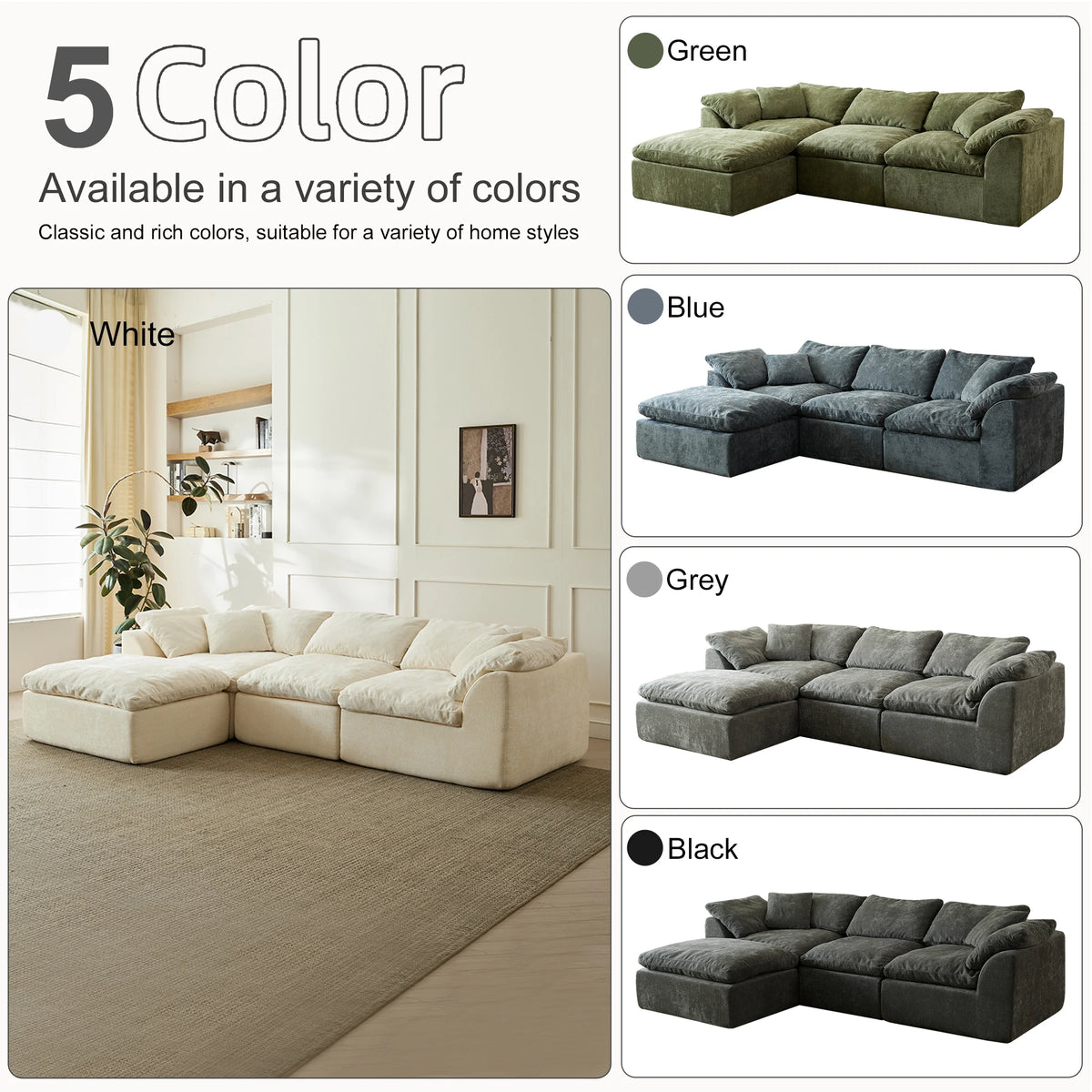 Yeflixvrau Modern L Shaped Modular Sectional Sofa With Ottoman