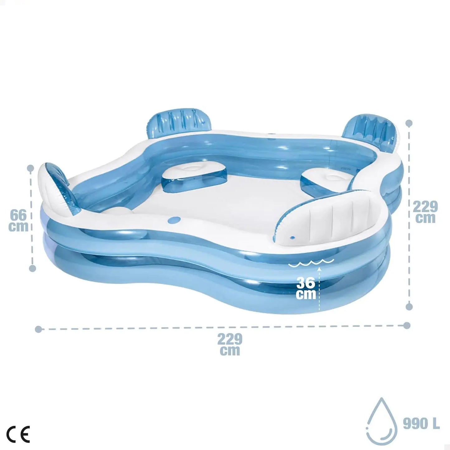 Inflatable Family Pool For Ages Three Plus Premium PVC