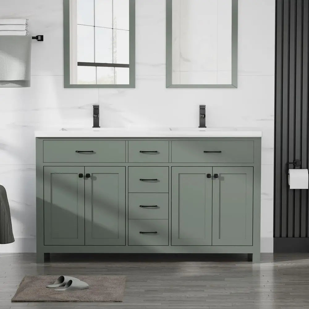 Double Sink Bathroom Vanity Cabinet With Four Doors And Drawers