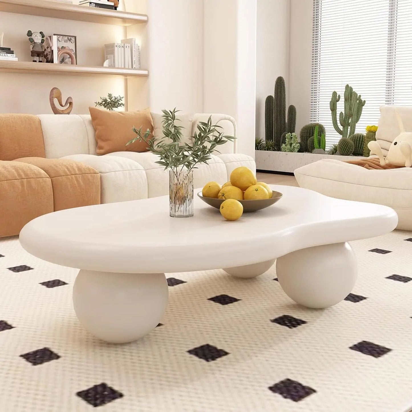 Cloud Coffee Table With Round Corners And Ball Legs