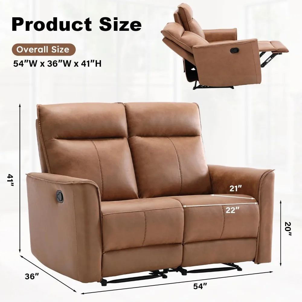 MKDK Manual Loveseat Recliner Sofa Wall Hugger Leathaire