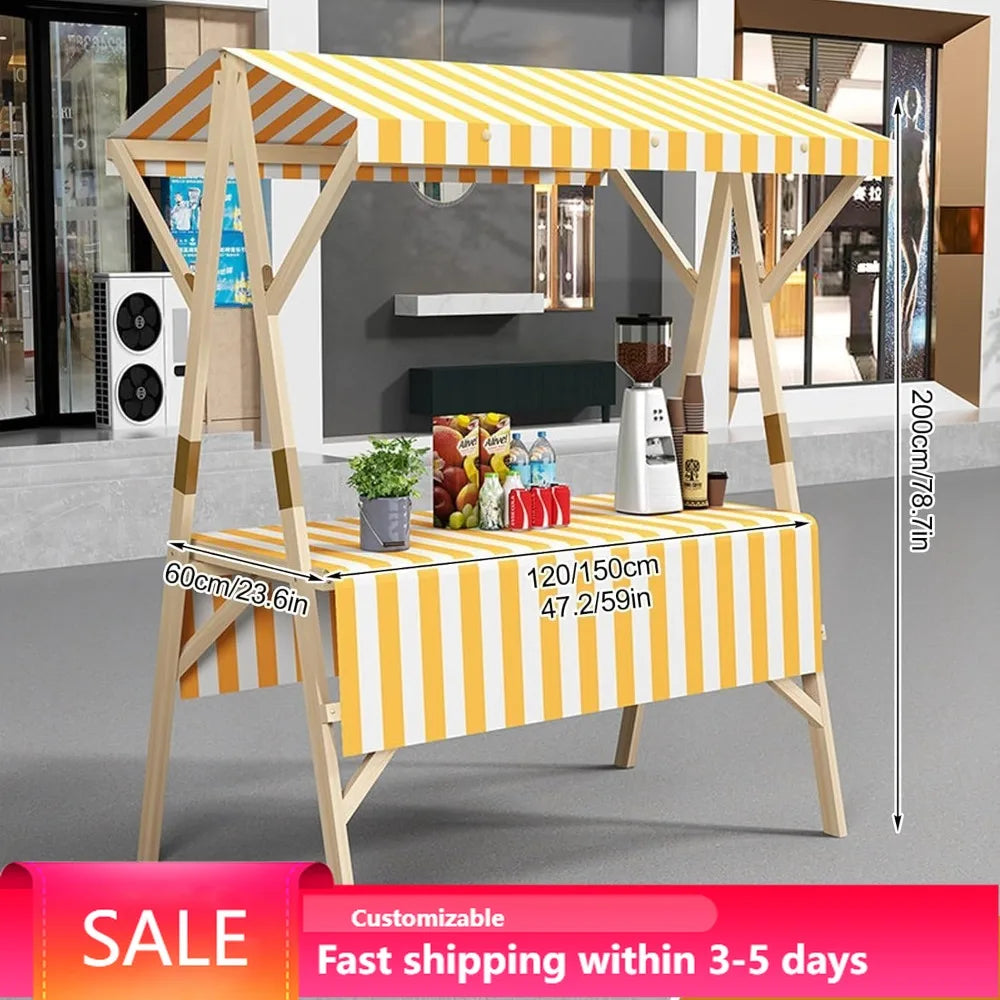 Collapsible Market Stall Rack With Canopy For Street Vendors