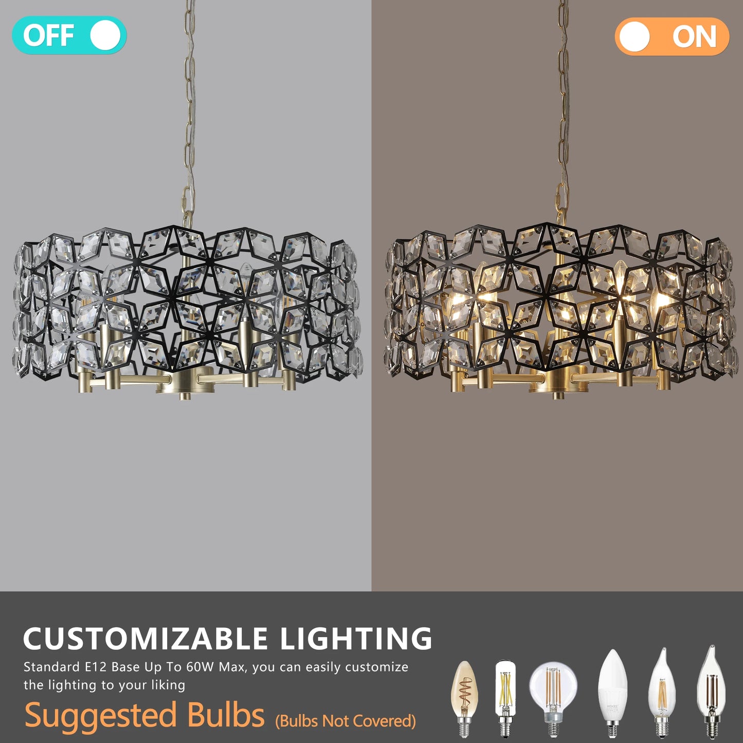 ARLGSITE Luxury Crystal Chandelier Pendant Light Fixture