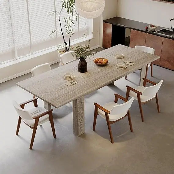 Expandable Wooden Dining Table for 6 to 8 People in Oak Finish