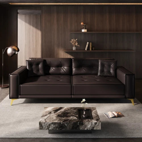 King Size Convertible Sofa Bed With Modern Tufted Design And Two Included Pillows