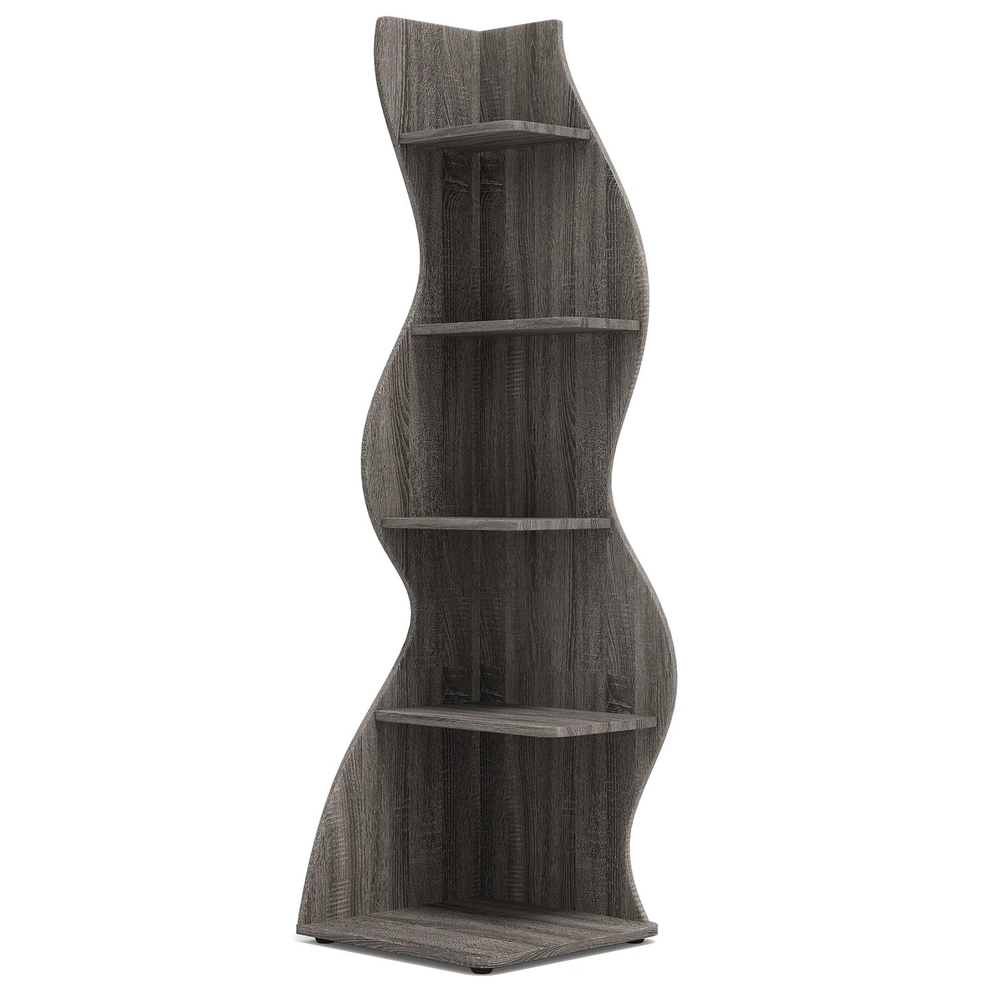 Tribesigns Corner Shelf Five Tier Wall Bookshelf Wood