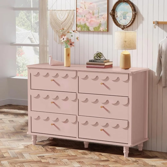 MKDK Girls Scalloped 6 Drawer Dresser Organizer Storage