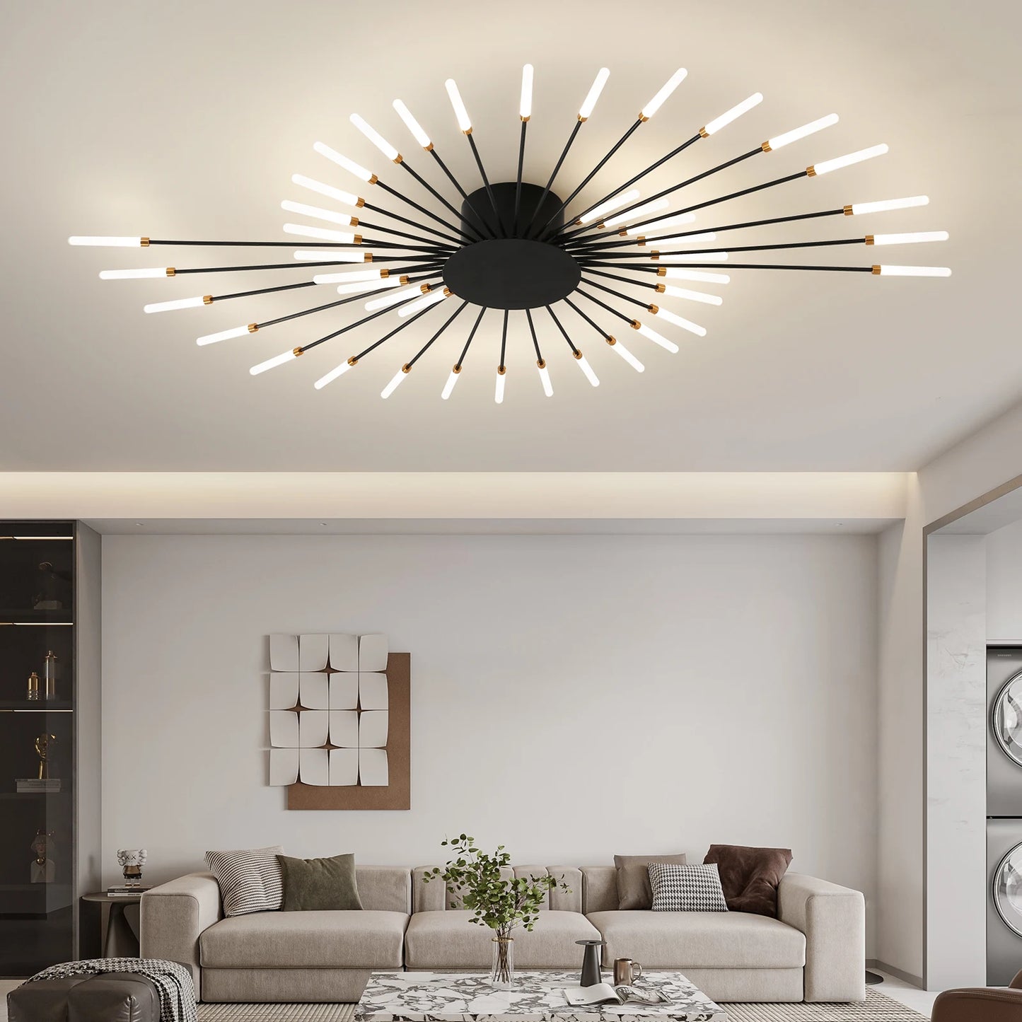 Modern LED Ceiling Light Fixture in Gold and Black for Home Decoration