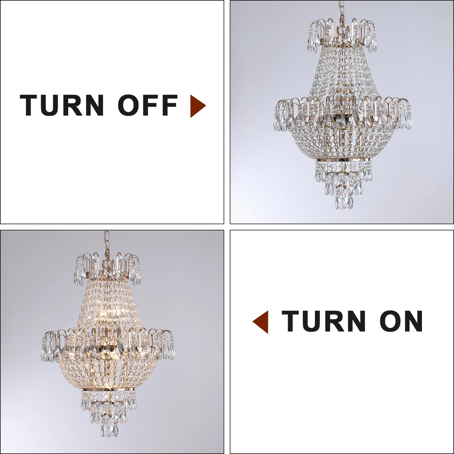 ARLGSITE Luxury Crystal Chandelier Ceiling Light For Living Room