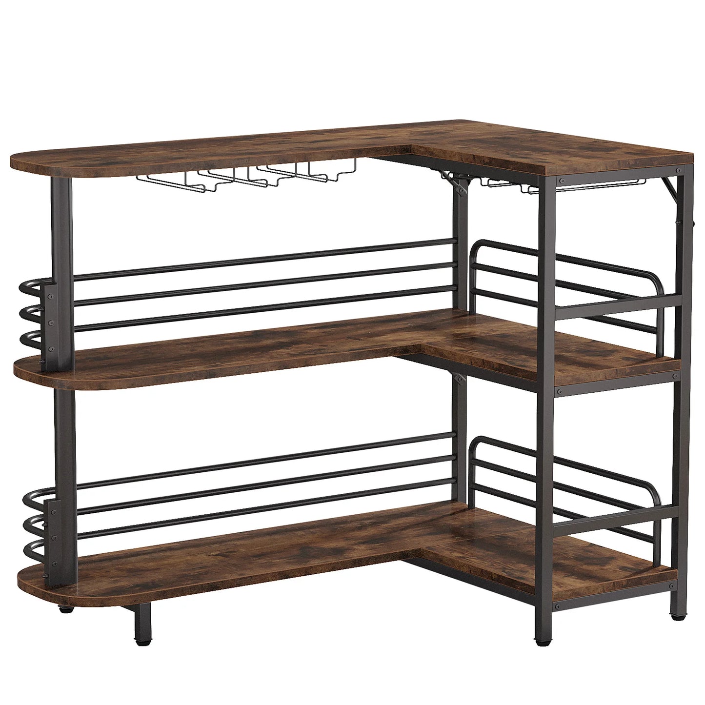 Tribesigns L Shaped Bar Unit With Storage Shelves Organizer