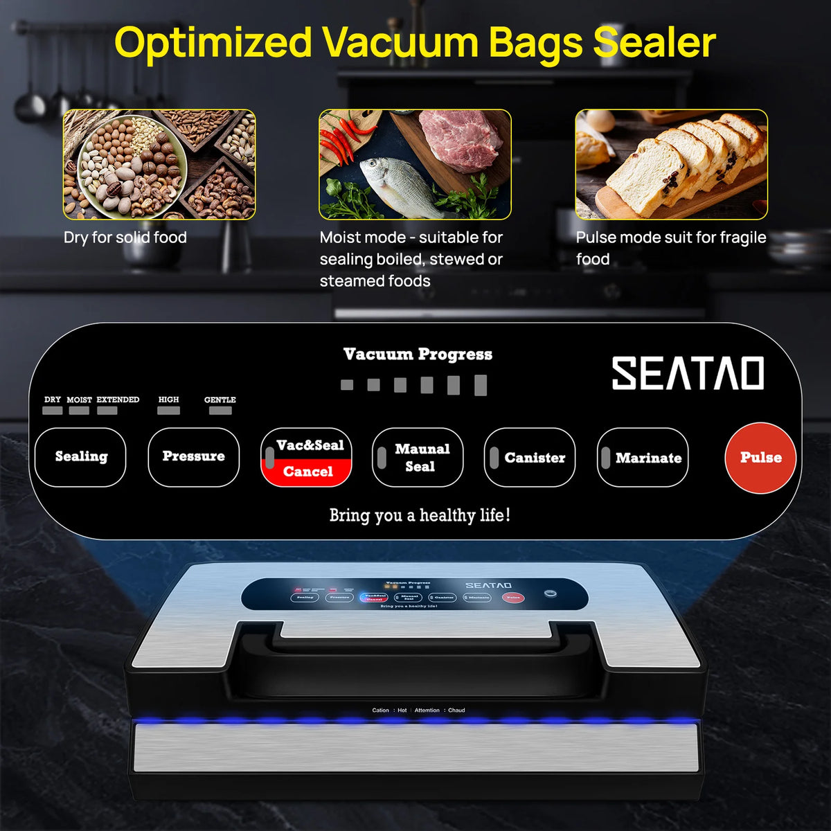 SEATAO VH5188 Automatic Vacuum Sealer With Built In Cutter