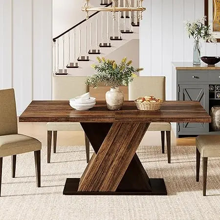 Ticify Farmhouse Rectangular Rustic Wooden Dining Table