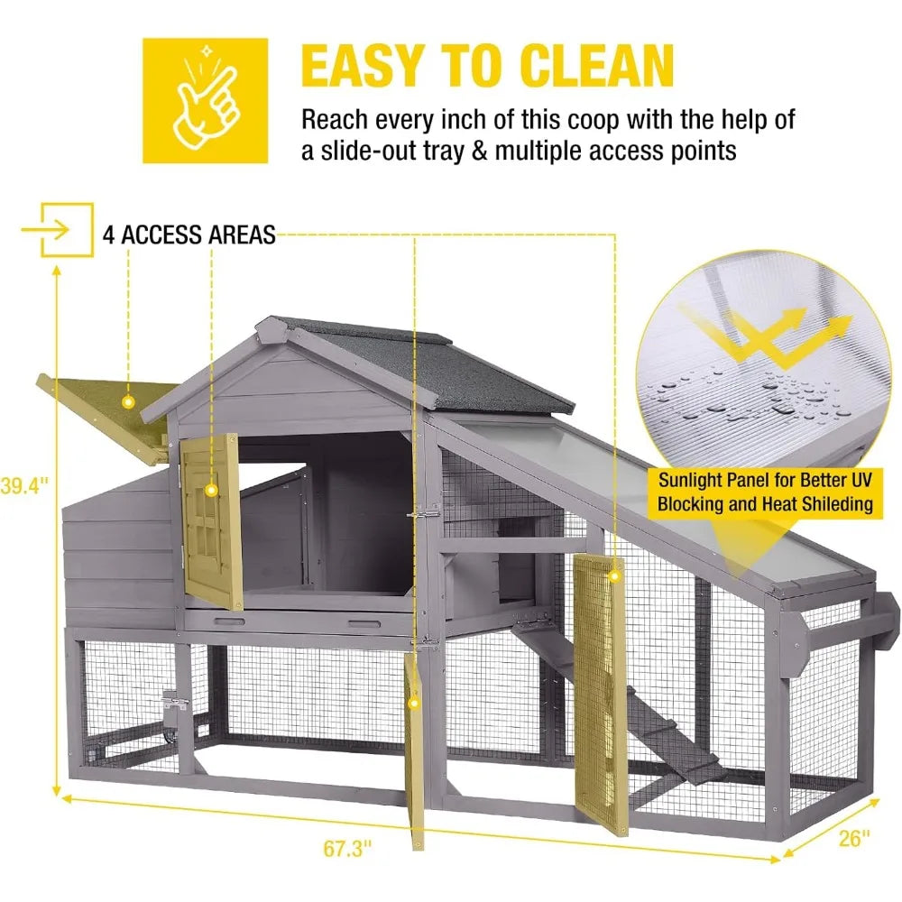 Mobile Chicken Coop With Wheels Outdoor Backyard