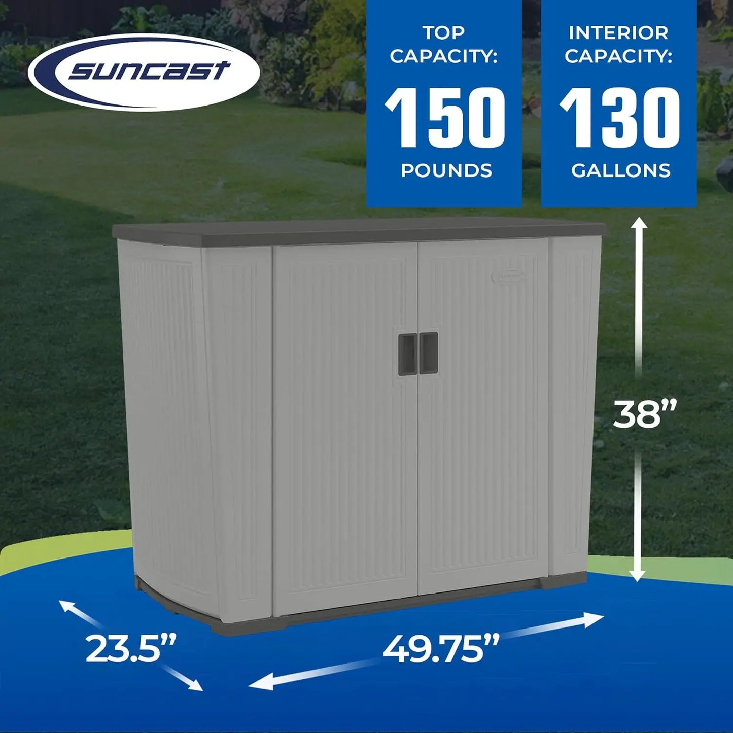 Lockable Resin Outdoor Storage Cabinet Weather-Resistant For Backyard Patio