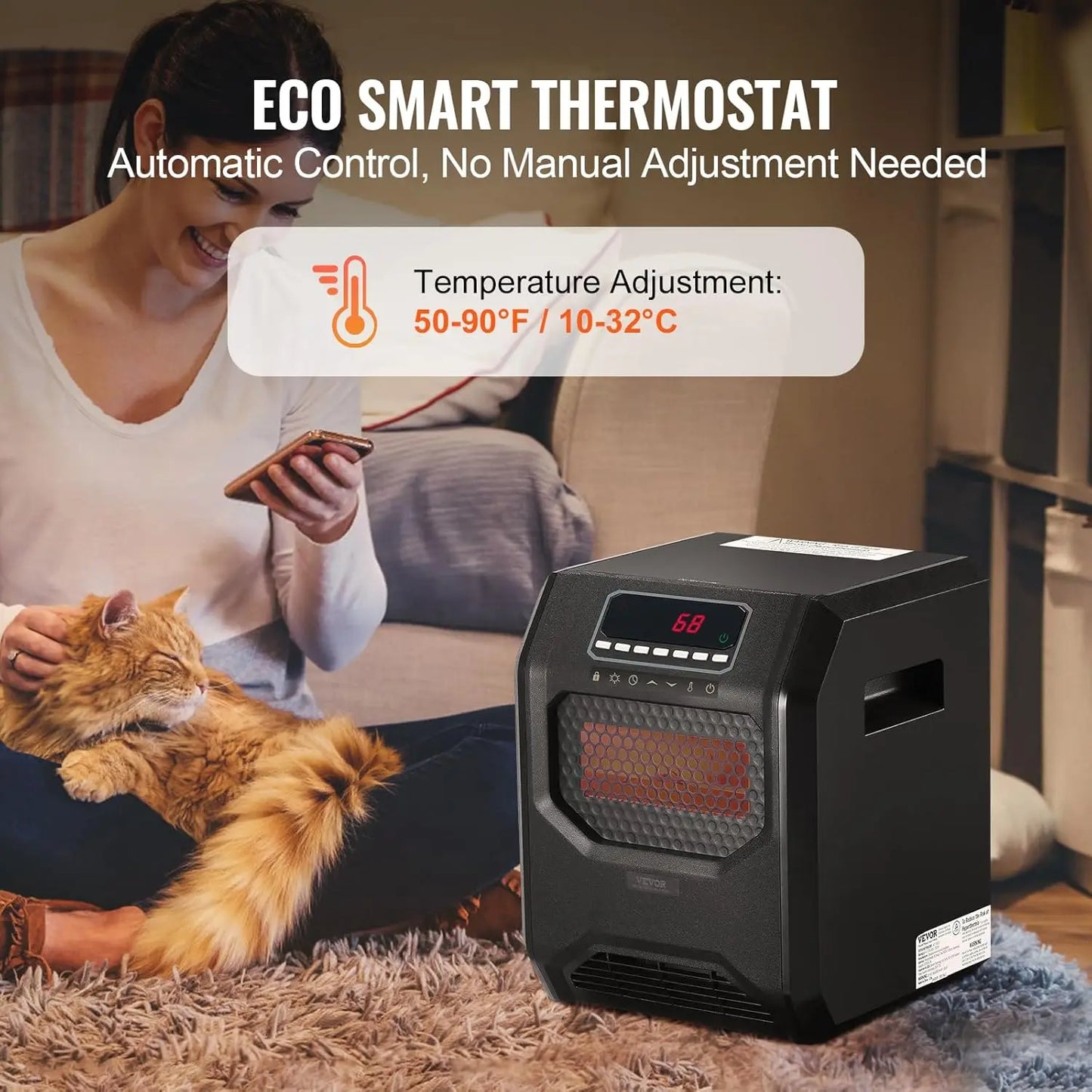 XMSJ Infrared 1500W Space Heater with Remote Control